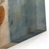 Rustic Abstract Geometric Strokes - Blue, Beige, and Orange Wall Art