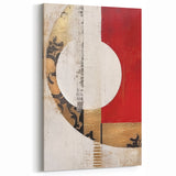 Elegant Abstract Geometry - Red, Gold, and White Wall Art
