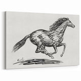 Minimalist Galloping Horse Wall Art - Modern Black and White Decor