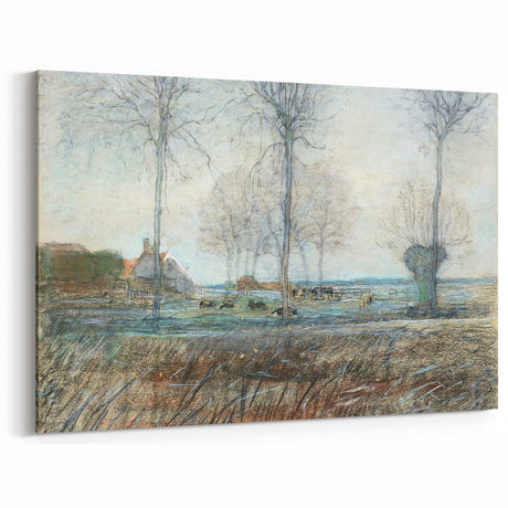 Tranquil Farm Landscape Wall Art - Soft Pastel Modern Country Decor