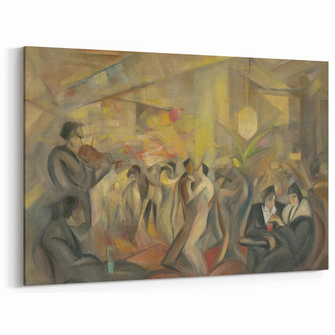 Abstract Paris Café Wall Art - Modern Warm Toned Social Scene Decor