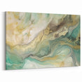 Elegant Abstract Marble Strokes - Aqua, Gold, and Beige Wall Art