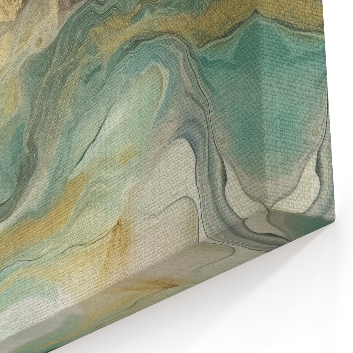 Elegant Abstract Marble Strokes - Aqua, Gold, and Beige Wall Art