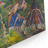 Panoramic Village Landscape Wall Art - Vibrant Modern Countryside Decor