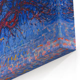 Bold Red Tree Wall Art - Vibrant Blue and Red Modern Nature Decor