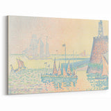 Pastel Seascape Wall Art - Soft Pointillist Evening Harbor Decor