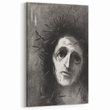 Expressive Monochrome Wall Art - Emotional Portrait by Odilon Redon