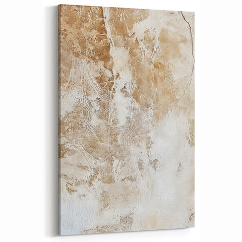 Vintage Charm Abstract Strokes Art – Beige and Brown Textured Canvas Print