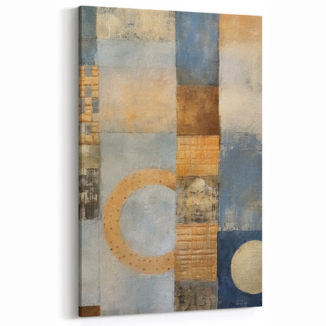 Retro Vibes Abstract Strokes Art – Mustard, Teal, and Blue Geometric Print