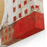 Elegant Rose Abstract Strokes Art – Red, Gold, and White Geometric Print