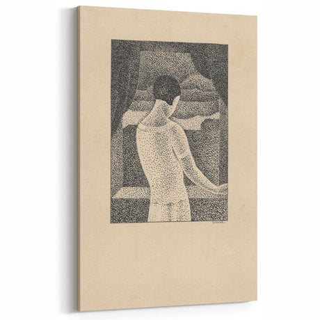 Minimalist Pointillist Wall Art - Woman by the Window by Mikuláš Galanda