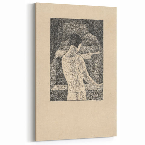 Minimalist Pointillist Wall Art - Woman by the Window by Mikuláš Galanda