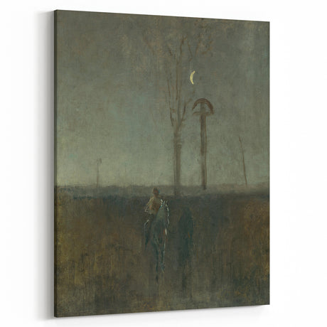 Modern Wall Art - Atmospheric Landscape with Rider for Tranquil Decor