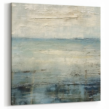 Coastal Retreat Abstract Strokes Art – Blue, Aqua, and Sand Canvas Print