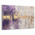 Elegant Rose Abstract Strokes Art – Purple, Gold, and White Canvas Print