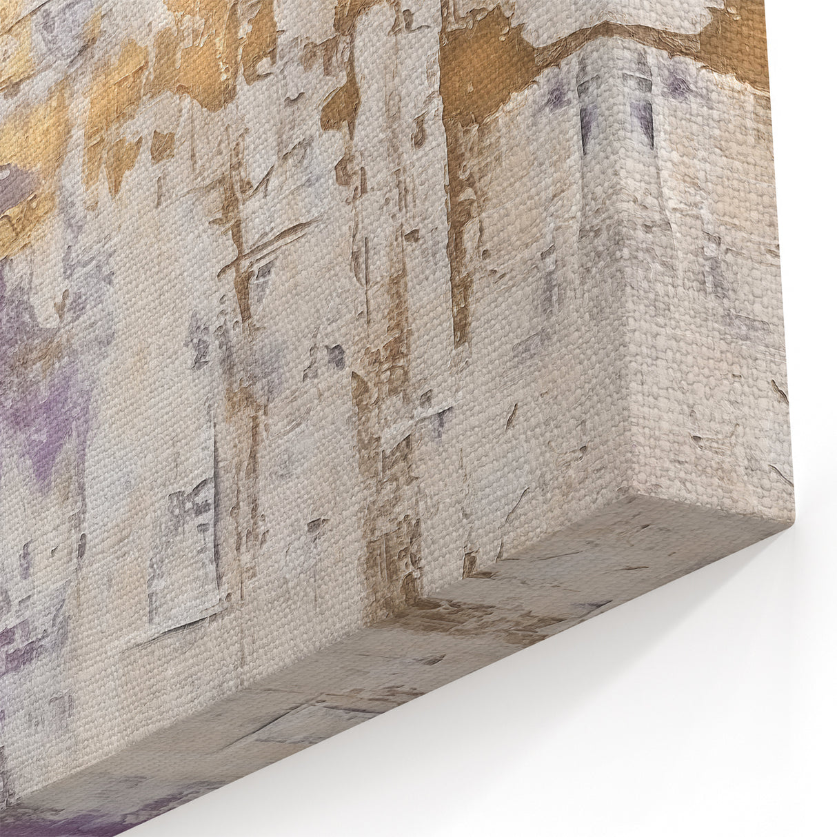 Elegant Rose Abstract Strokes Art – Purple, Gold, and White Canvas Print