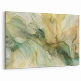 Organic Green and Yellow Abstract Art - Fluid Strokes Canvas Print