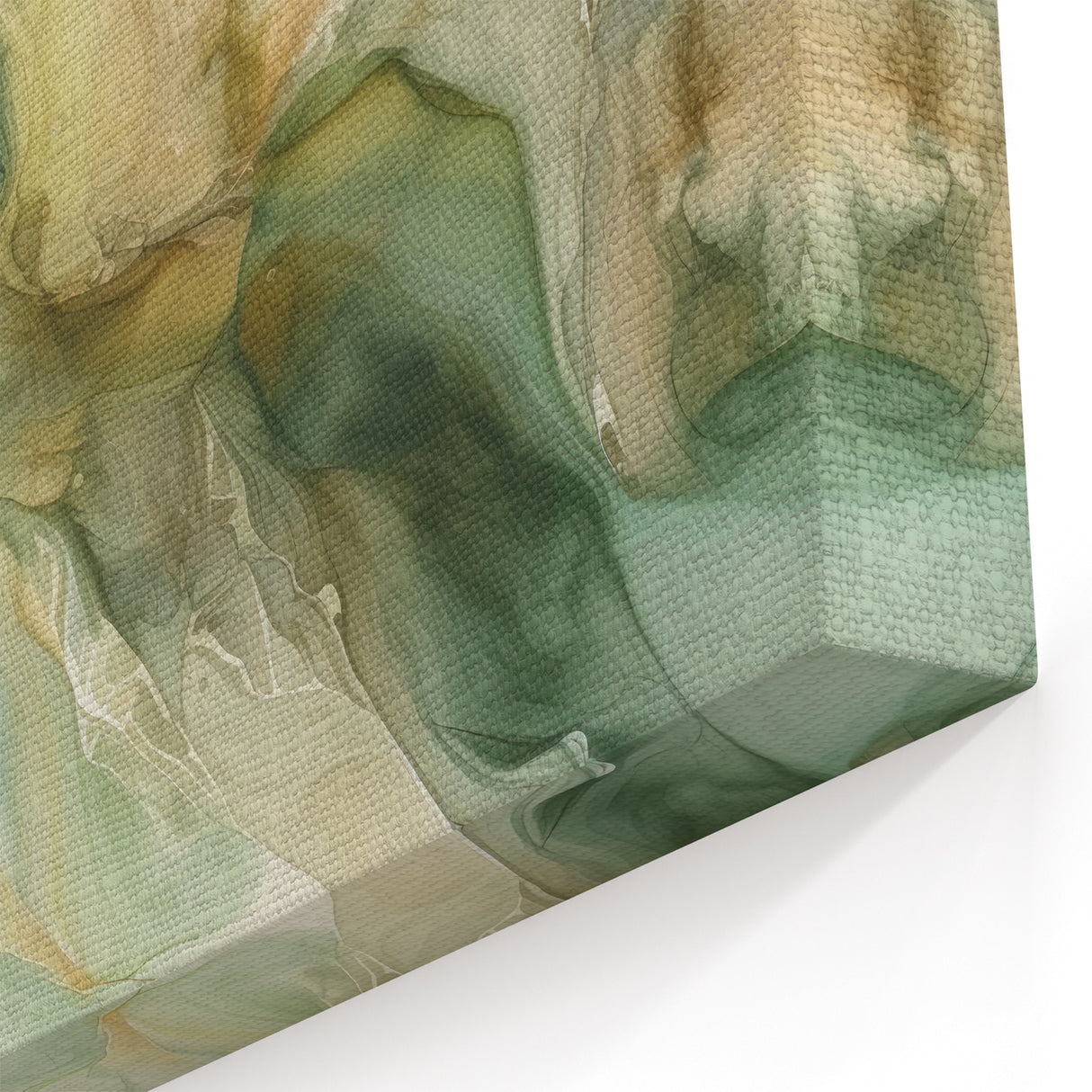 Organic Green and Yellow Abstract Art - Fluid Strokes Canvas Print