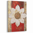 Bold Floral Abstract Art - Red and Gold Flower Canvas Wall Decor