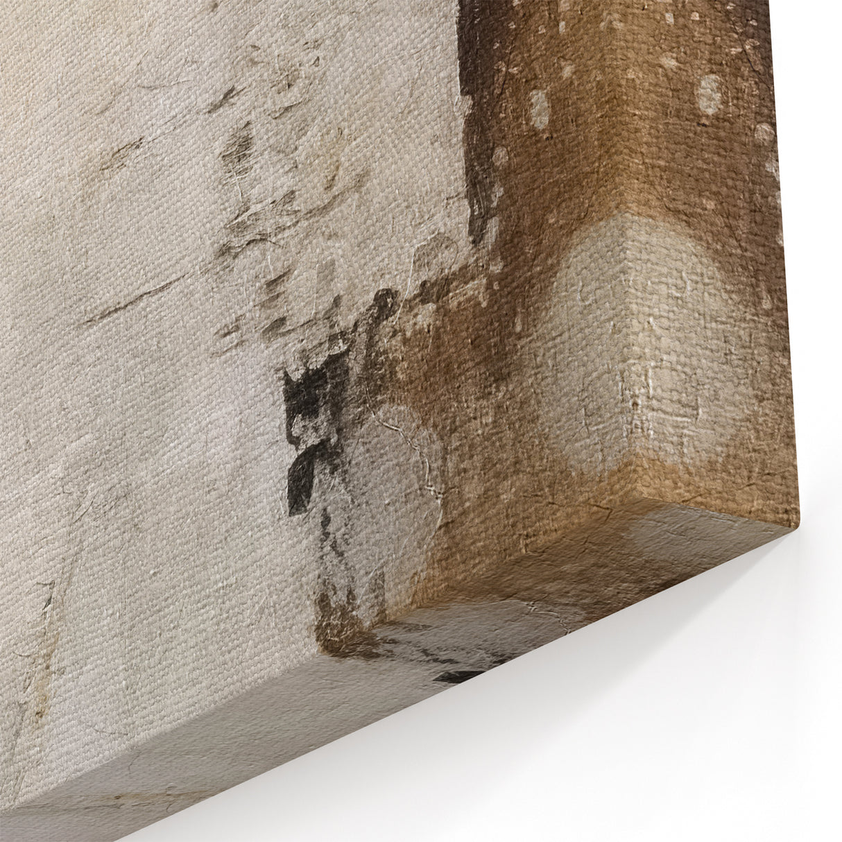 Modern Minimalist Abstract Art - Beige and White Line Canvas Print