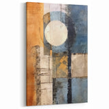 Geometric Abstract Art in Blue and Orange - Bold Line Canvas Print