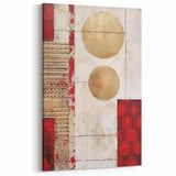 Geometric Gold and Red Abstract Art - Textured Circles Canvas Print