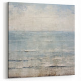 Textured Seascape Canvas Art - Tranquil Blue and Beige Ocean Print