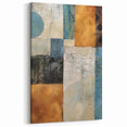 Geometric Abstract Canvas Art - Teal, Beige, and Warm Brown Print