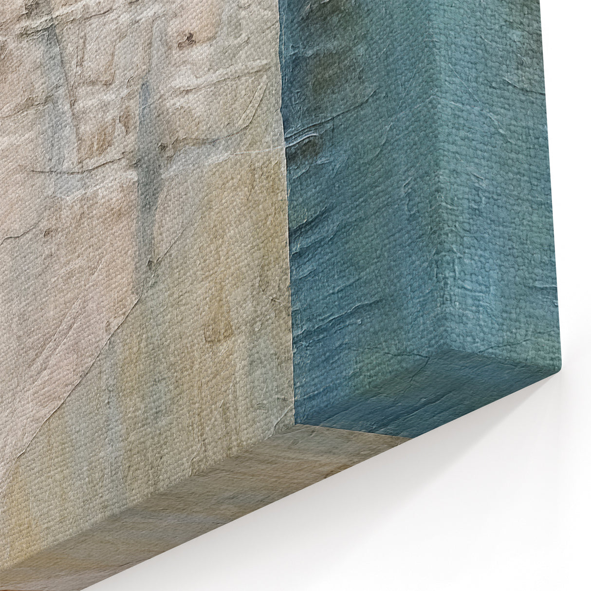 Geometric Abstract Canvas Art - Teal, Beige, and Warm Brown Print