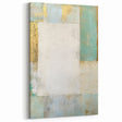Elegant Patchwork Abstract Art - White, Gold, and Teal Canvas Print