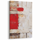 Strokes and Lines Abstract Art - Red and Beige Geometric Line Canvas