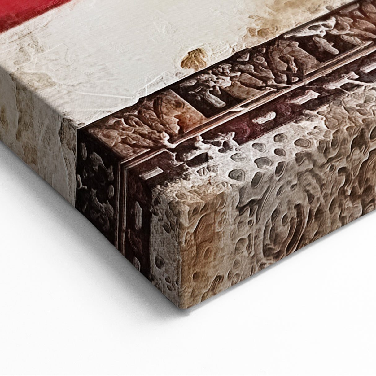 Strokes and Lines Abstract Art - Red and Beige Geometric Line Canvas