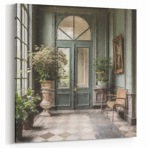 Elegant French Door Canvas Print - European Doorway Wall Art
