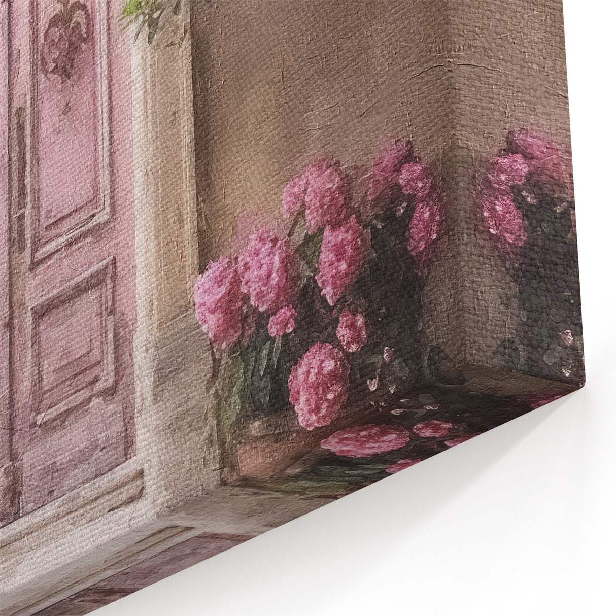 Blush Pink French Door Canvas - Vintage Parisian Floral Wall Art
