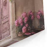 Blush Pink French Door Canvas - Vintage Parisian Floral Wall Art