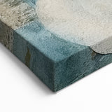 Geometric Abstract Line Art - Blue and Gold Textured Canvas