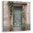 Rustic Green French Door Canvas - Vintage European Doorway Art