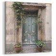 Rustic Green French Door Canvas - Vintage European Doorway Art
