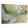 Swirling Abstract Line Art - Green and Beige Fluid Canvas Print