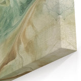 Swirling Abstract Line Art - Green and Beige Fluid Canvas Print