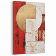 Geometric Abstract Line Art - Red and Gold Circle Canvas Print