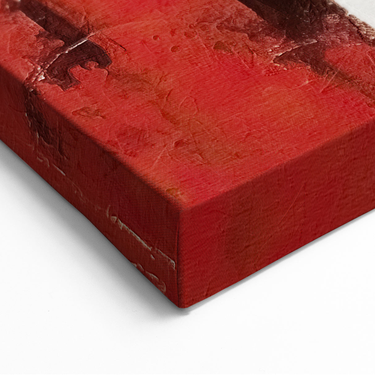 Geometric Abstract Line Art - Red and Gold Circle Canvas Print