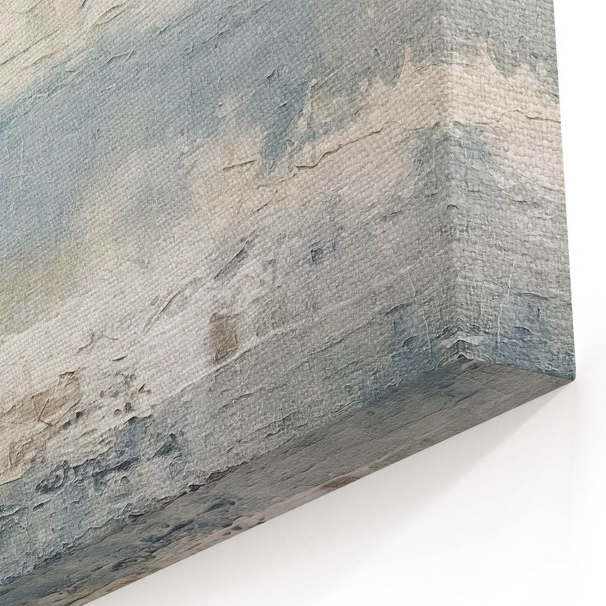 Misty Coastal Abstract Line Art - Blue and Beige Canvas Print