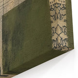 Geometric Abstract Line Art - Dark Green and Beige Canvas Print