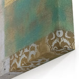 Vintage Charm Abstract Line Art - Teal and Gold Canvas Print