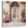 Soft Pink French Door Canvas - Vintage Parisian Courtyard Wall Art