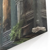 Dark Green French Door Canvas - Vintage Parisian Interior Wall Art