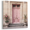 Pastel Pink French Door Canvas - Vintage Parisian Floral Wall Art