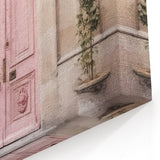 Pastel Pink French Door Canvas - Vintage Parisian Floral Wall Art