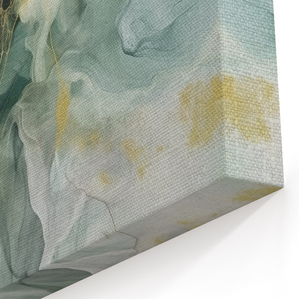 Ethereal Fluid Abstract Line Art - Green and Gold Canvas Print